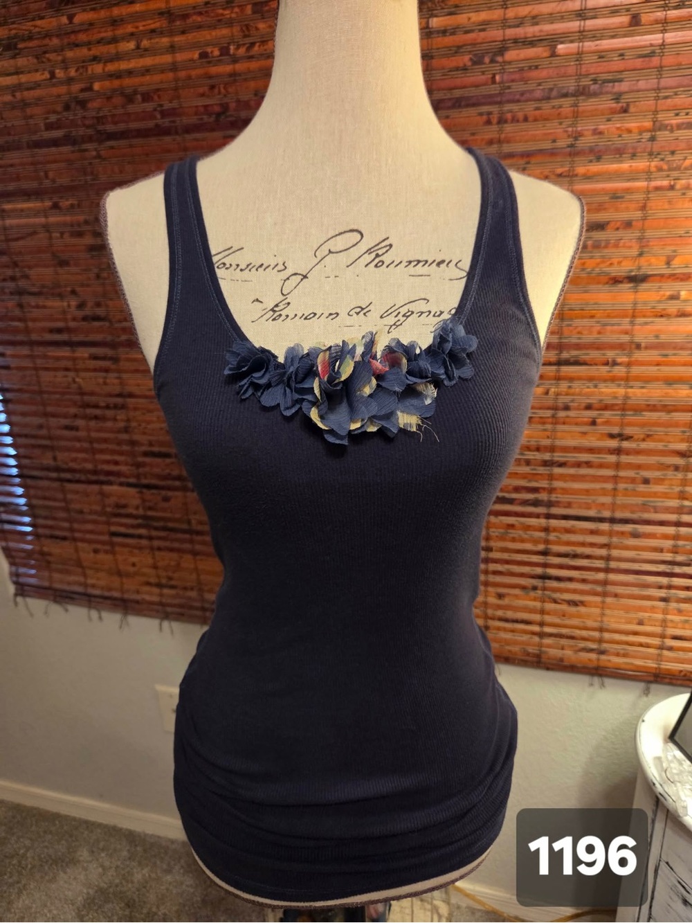 Hollister Navy Tank with Floral Appliqué
